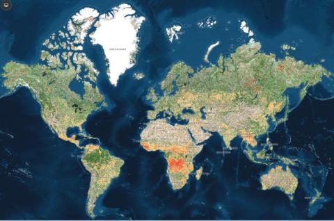 Raster of Active Fires frequency per square kilometre for the period 01/01/2019 – 26/08/2019, produced by GRID-Geneva. Data accessed in August 2019 at https://modius.gsfc.nasa.giv/data/dataprod/mod14.php