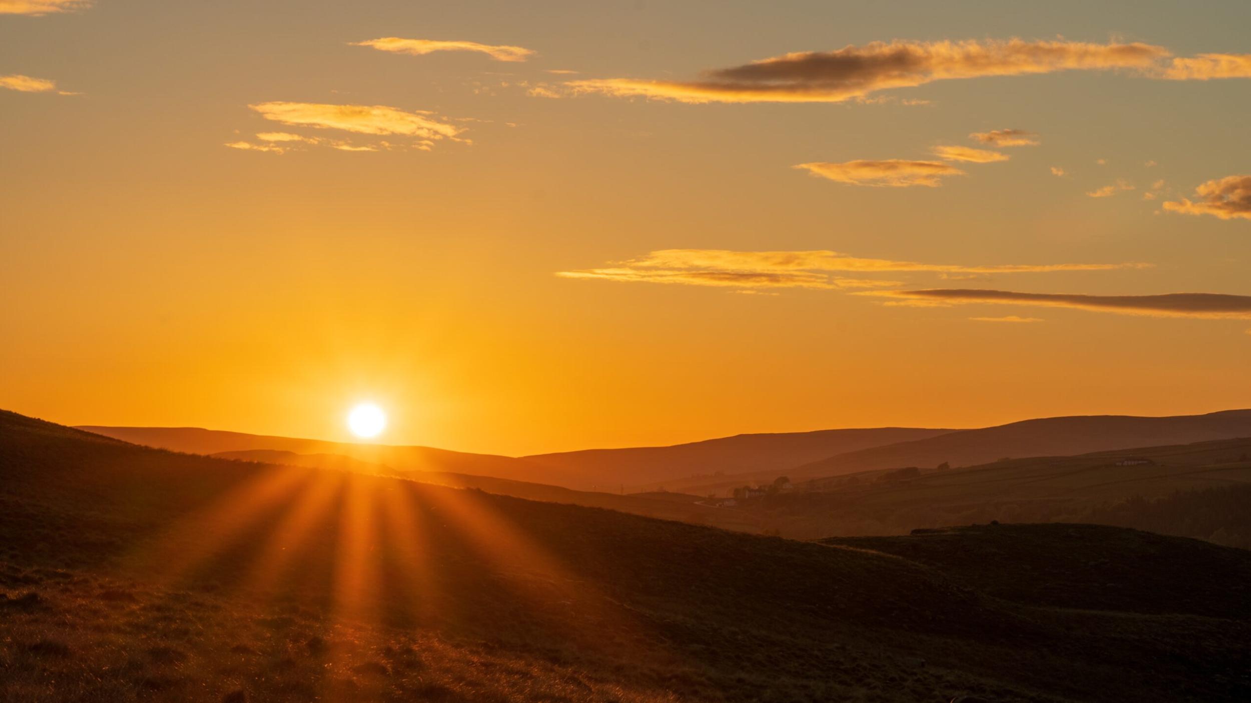 The sun sets over the Pennines