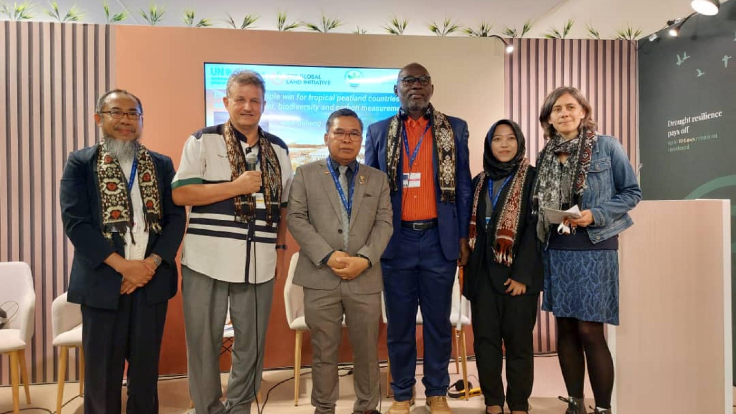 Speakers at the COP28 event "Enabling the triple win for tropical peatland countries".