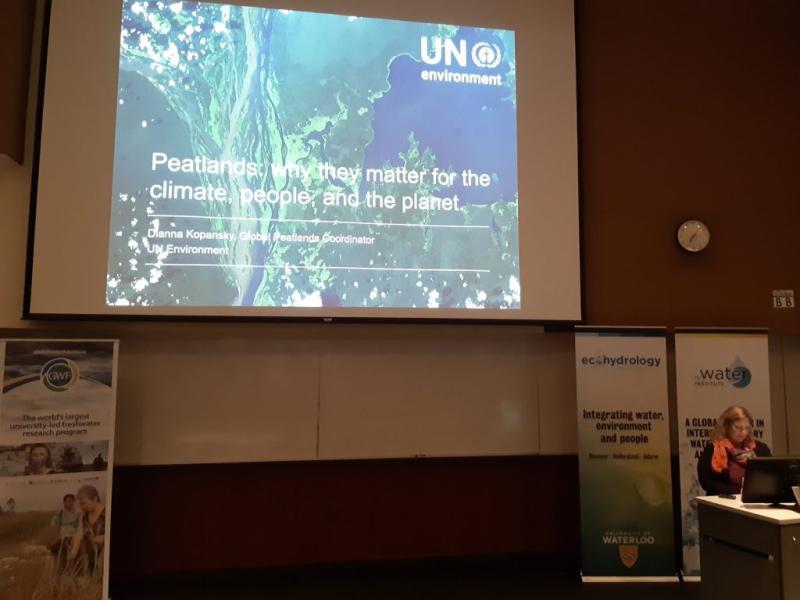 Dianna Kopansky of UN Environment gives a public lecture at the University of Waterloo World Wetlands Day research symposium, February 4.